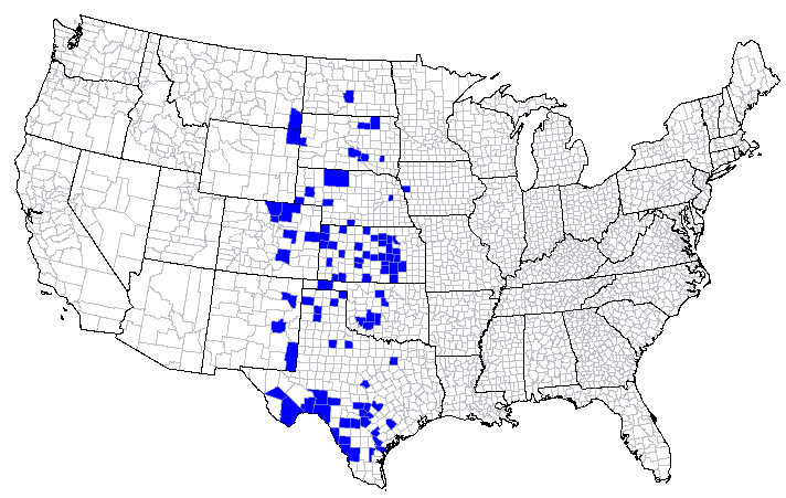 Distribution of the leafhopper Flexamia curvata