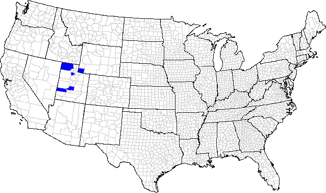 Range map of the cicadellid Athysanella (Amphipyga) reticulata