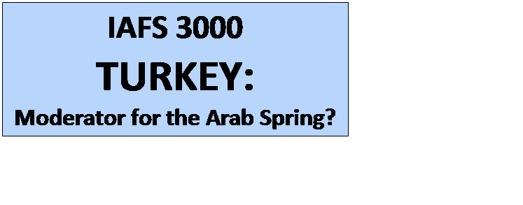 Text Box: IAFS 3000
TURKEY:
Moderator for the Arab Spring?
