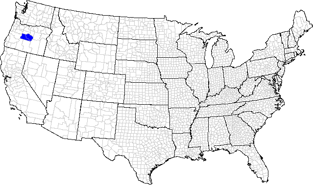 Geographic distribution by county for the leafhopper Athysanella (Amphipyga) explusa