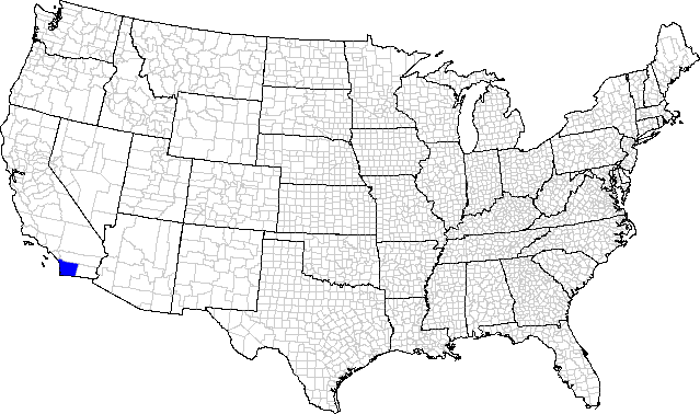 Geographic distribution by county for the leafhopper Athysanella (Amphipyga) minor
