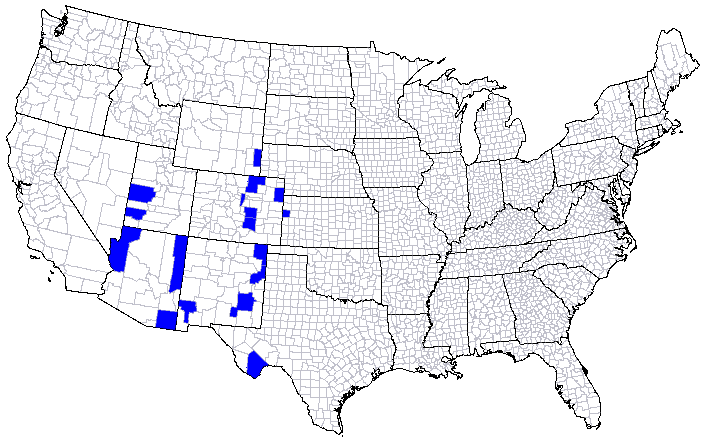 Geographic distribution by county for the leafhopper Athysanella (Gladionura) rata