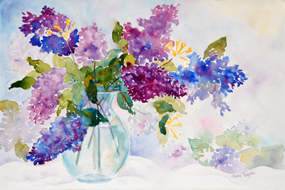 Lacey Lilacs - 22x28